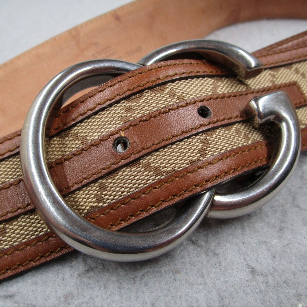 Gucci GG Supreme Canvas Interlocking G Buckle Belt Brown Leather 259982 100-40 - Picture 2 of 9